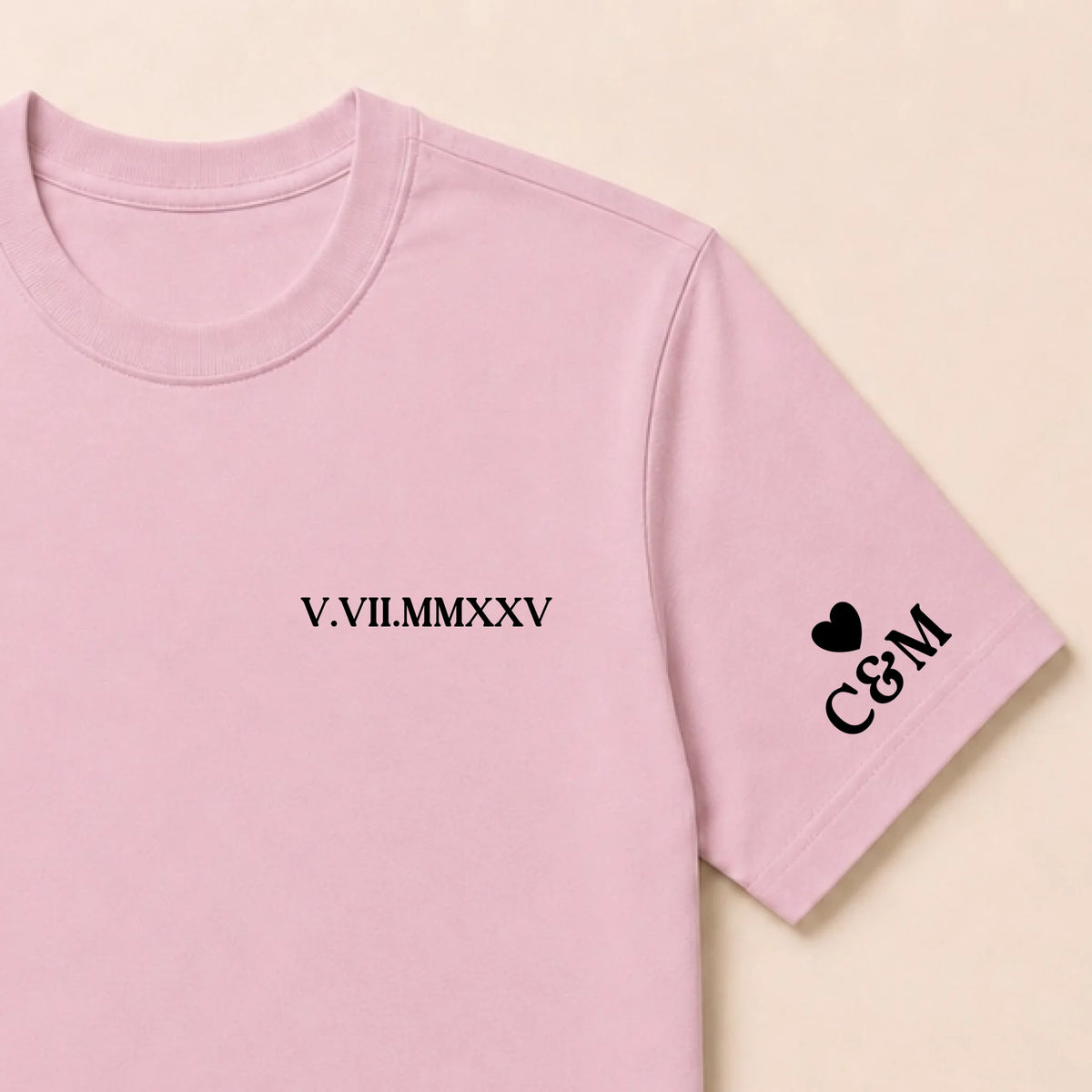 Tee Shirt personnalisé couple brodé date – vue 12
