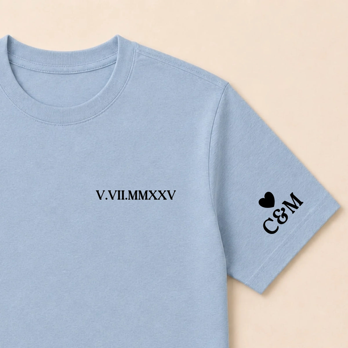 Tee Shirt personnalisé couple brodé date – vue 15