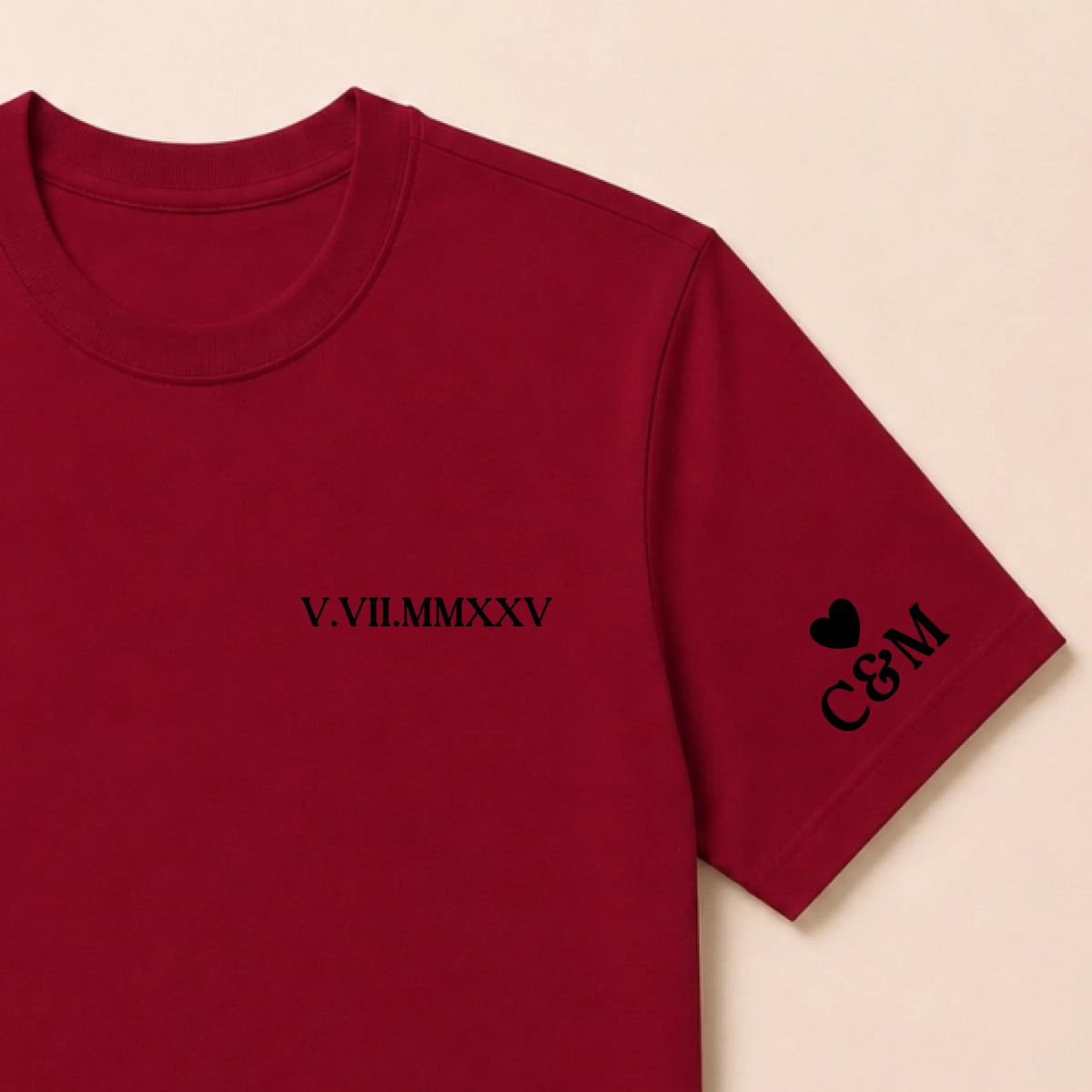 Tee Shirt personnalisé couple brodé date – vue 18
