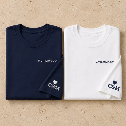 Tee Shirt personnalisé couple brodé date – sqz
