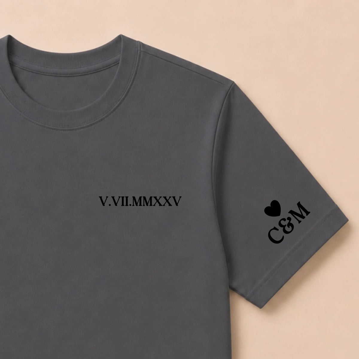 Tee Shirt personnalisé couple brodé date – vue 8
