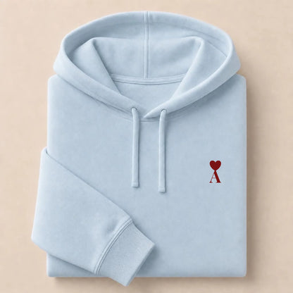 Tee Shirt personnalisé couple initiale – Hoodie Broderie Droite Rouge